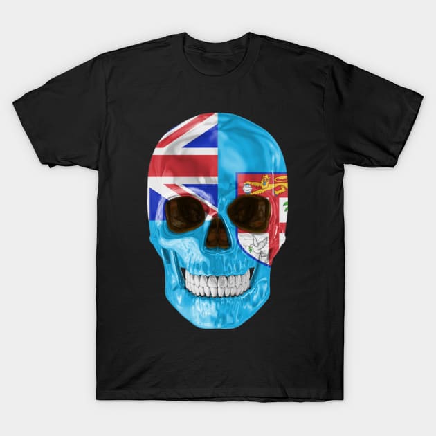 Fiji Flag Skull - Gift for Fijian With Roots From Fiji T-Shirt by Country Flags